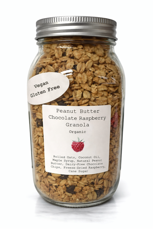 Peanut Butter Chocolate Raspberry Granola Jar